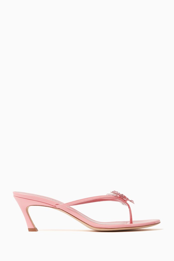 

Butterfly 55 Thong Sandals in Leather, Pink