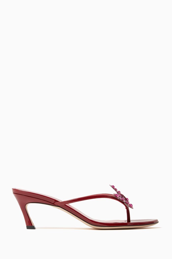 

Butterfly 55 Thong Sandals in Leather, Red