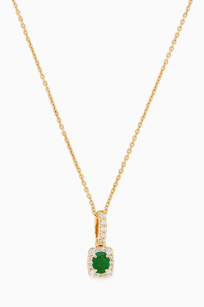 

Mini Diana Emerald & Diamond Necklace in 18kt Yellow Gold