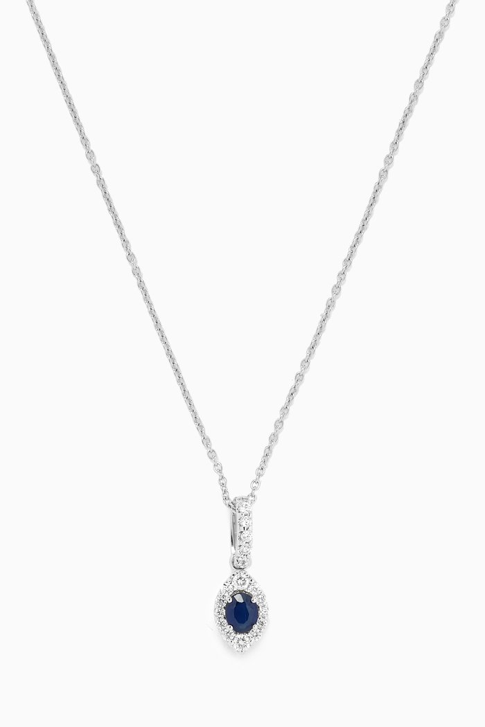 

Mini Diana Sapphire & Diamond Necklace in 18kt White Gold