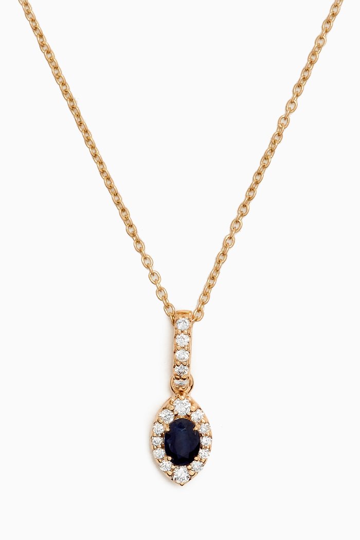 

Mini Diana Sapphire & Diamond Necklace in 18kt Yellow Gold