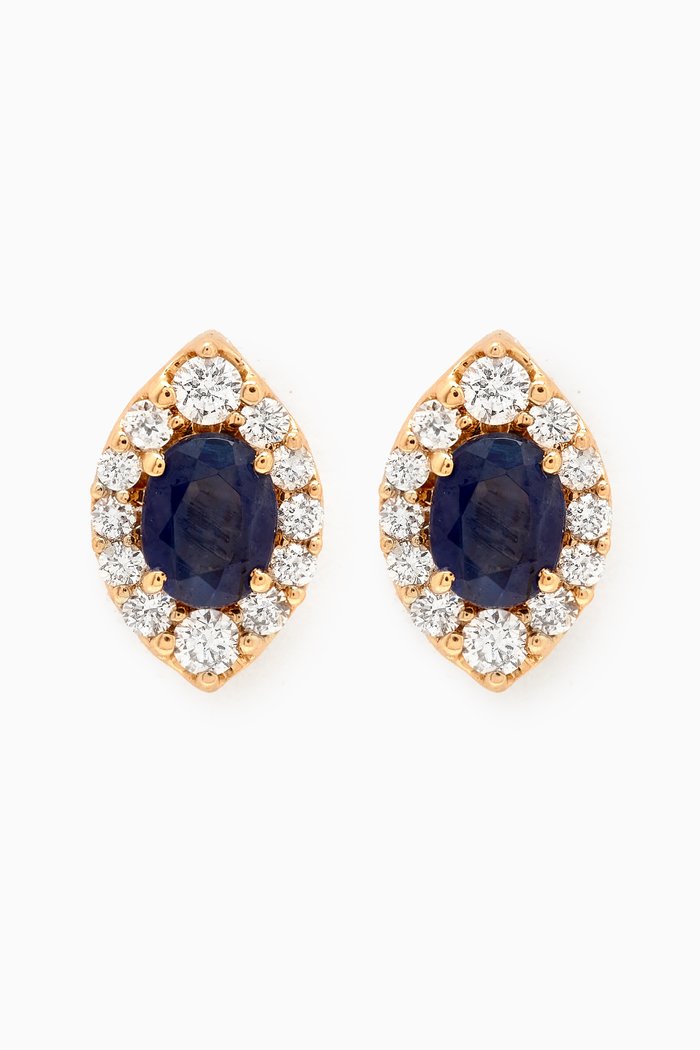 

Mini Diana Sapphire & Diamond Stud Earrings in 18kt Yellow Gold