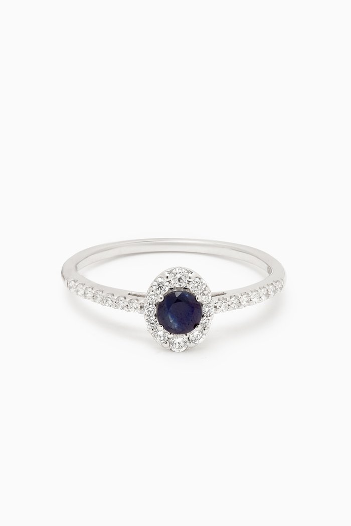 

Mini Diana Sapphire & Diamond Ring in 18kt White Gold