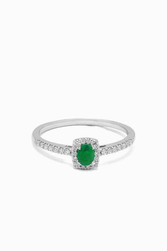 

Mini Diana Emerald & Diamond Ring in 18kt White Gold