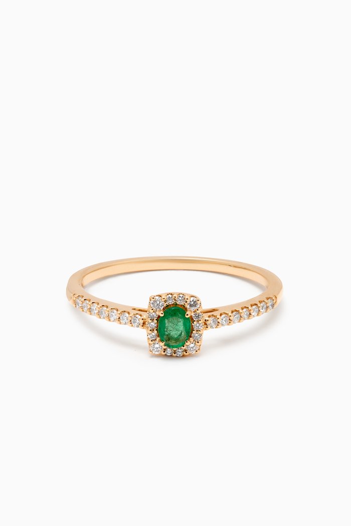 

Mini Diana Emerald & Diamond Ring in 18kt Yellow Gold