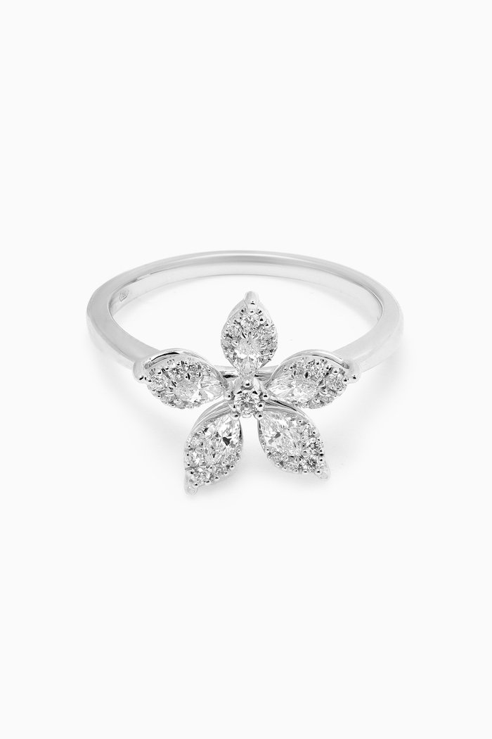 

Flora Diamond Ring in 18kt White Gold