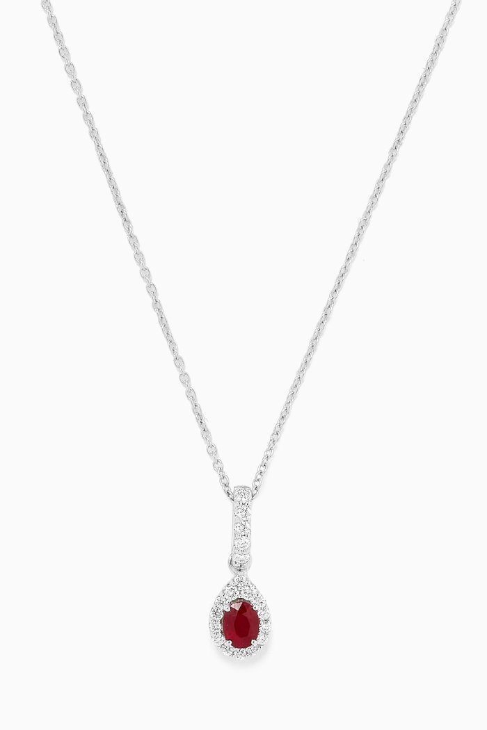 

Mini Diana Ruby & Diamond Necklace in 18kt White Gold