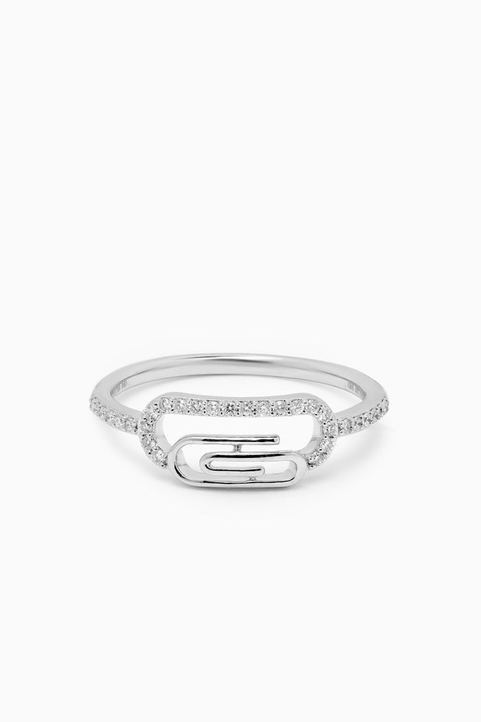 

Youth Paperclip Diamond Ring in 18kt White Gold