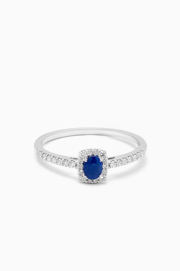 

Mini Diana Sapphire & Diamond Ring in 18kt White Gold