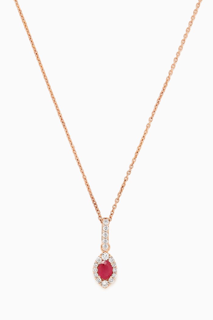 

Mini Diana Ruby & Diamond Necklace in 18kt Rose Gold