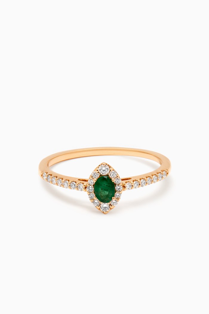 Mini Diana Emerald & Diamond Ring in 18kt Yellow Gold