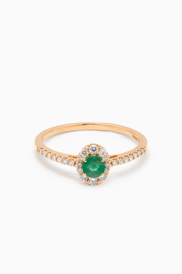 

Mini Diana Emerald & Diamond Ring in 18kt Gold, Yellow