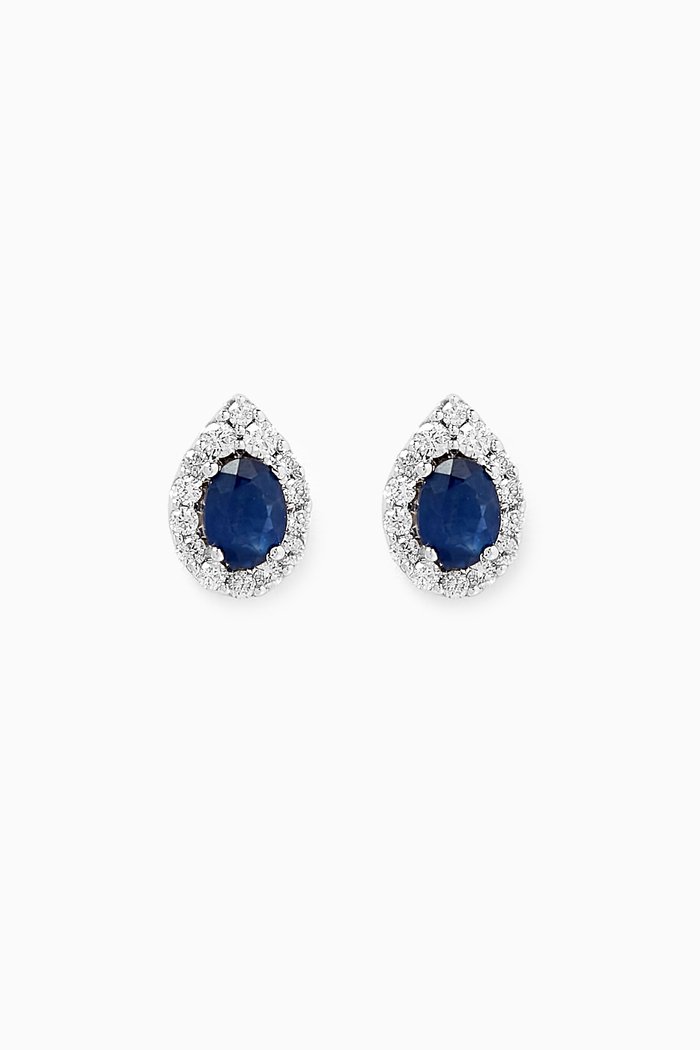 

Mini Diana Sapphire & Diamond Stud Earrings in 18kt White Gold