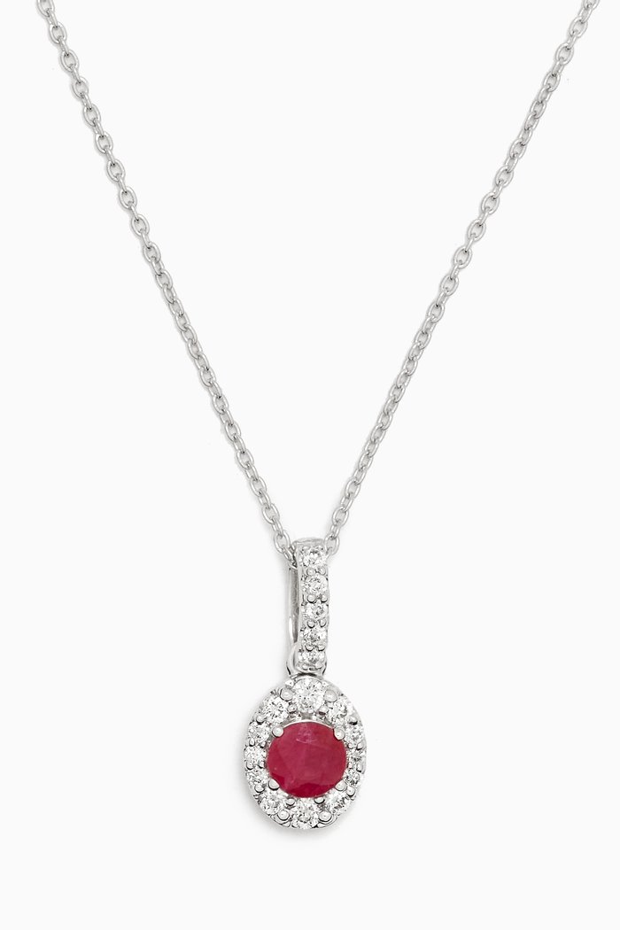 

Mini Diana Ruby & Diamond Necklace in 18kt White Gold