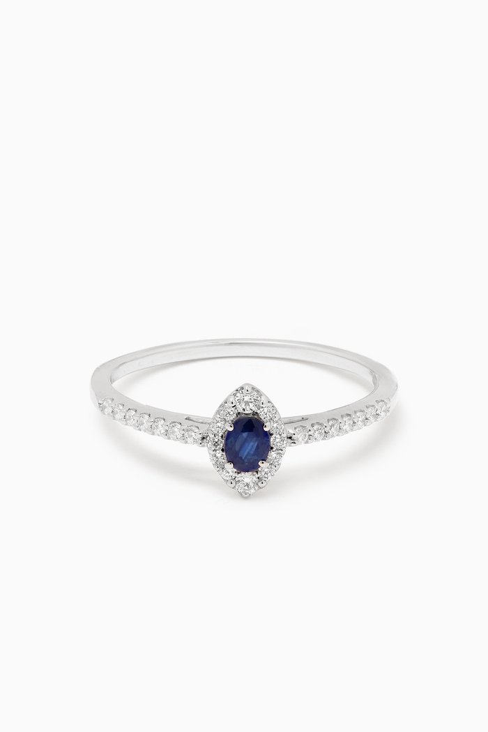 

Mini Diana Sapphire & Diamond Ring in 18kt White Gold