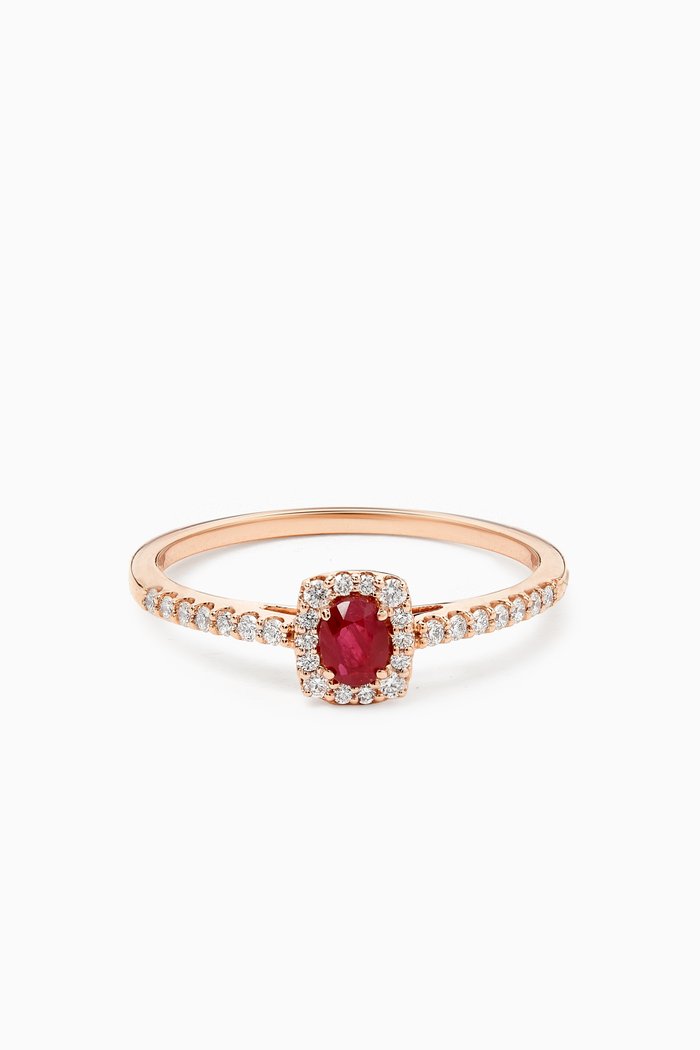 Mini Diana Ruby & Diamond Ring in 18kt Rose Gold
