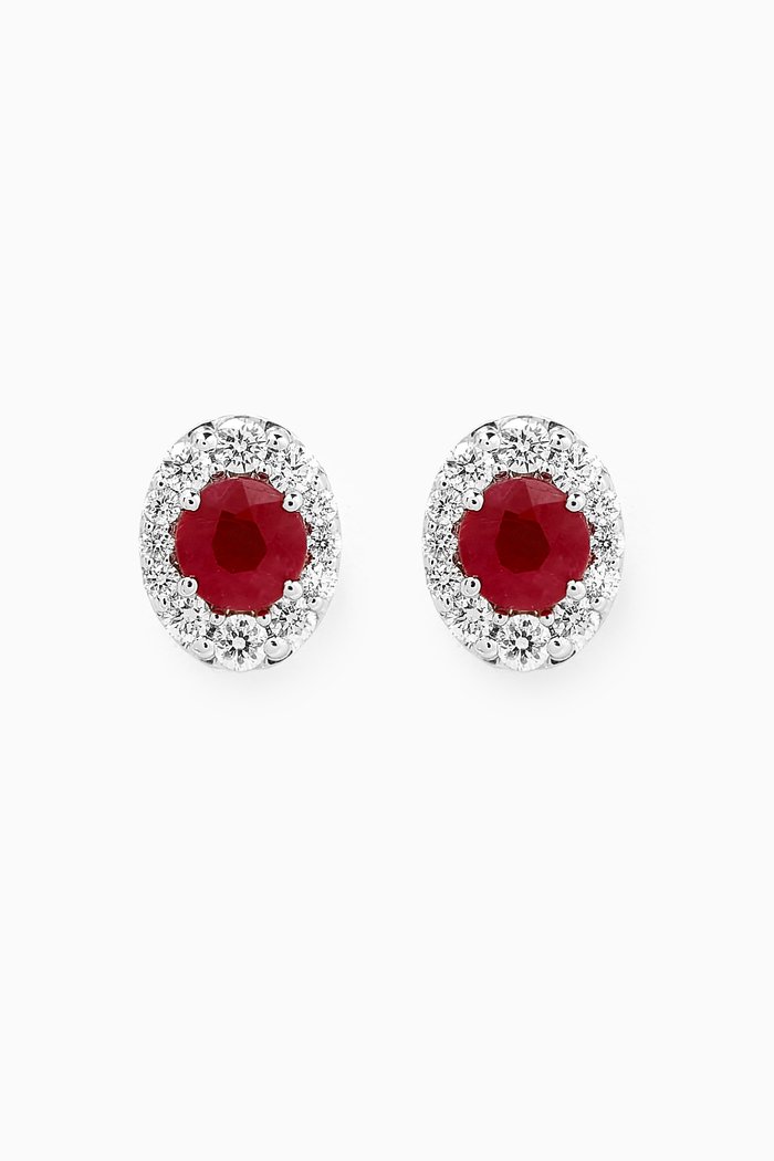 

Mini Diana Ruby & Diamond Earrings in 18kt White Gold