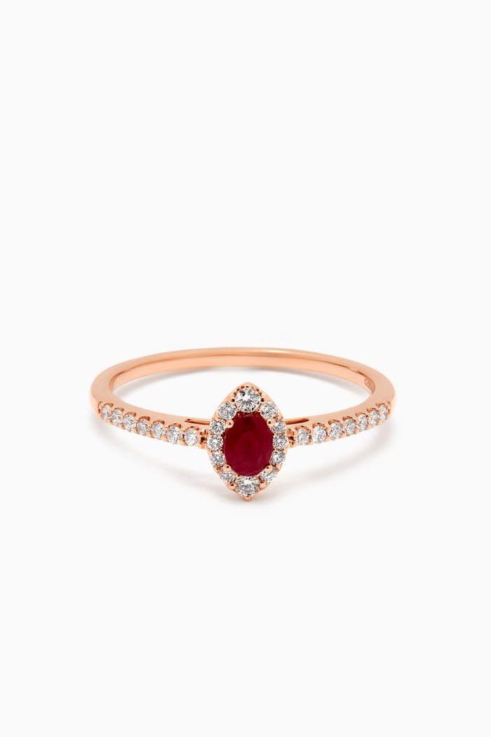 

Mini Diana Ruby & Diamond Ring in 18kt Rose Gold