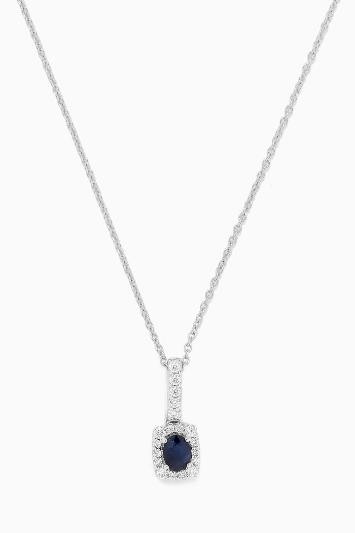 

Mini Diana Sapphire & Diamond Necklace in 18kt White Gold