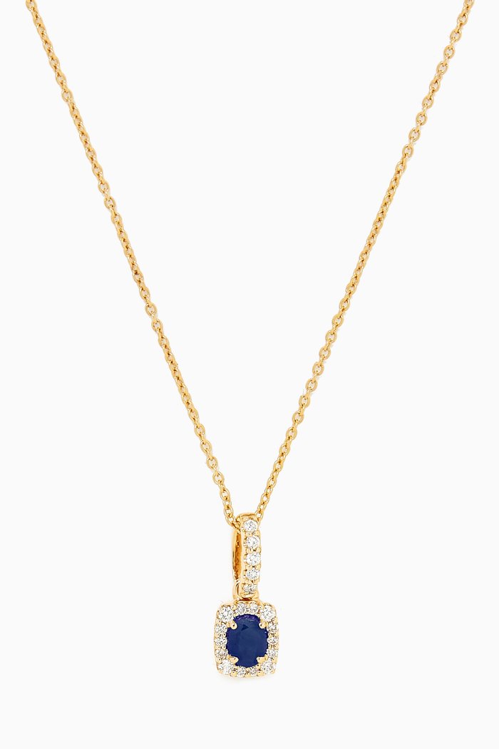 

Mini Diana Sapphire & Diamond Necklace in 18kt Yellow Gold
