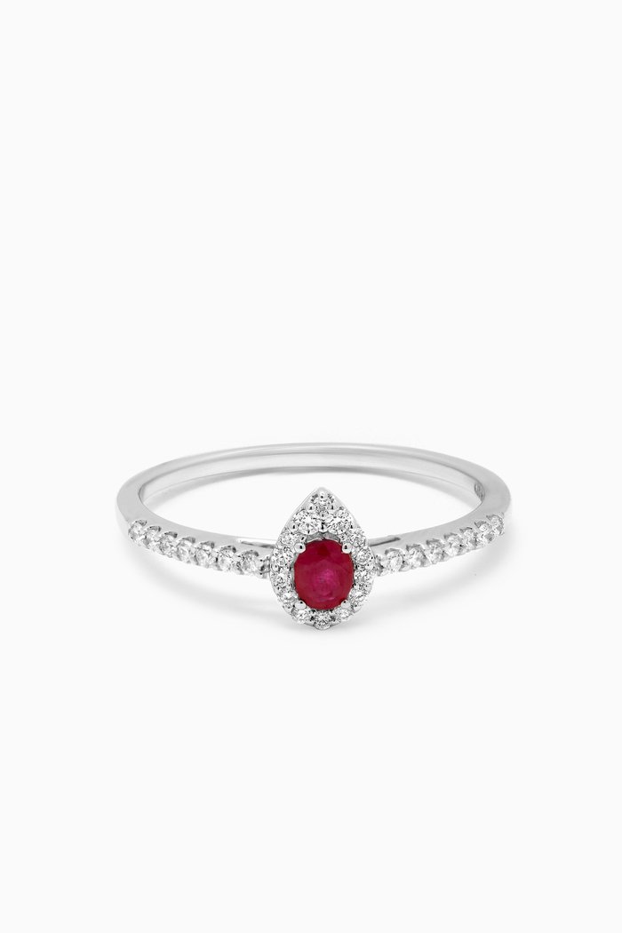 

Mini Diana Ruby & Diamond Ring in 18kt White Gold
