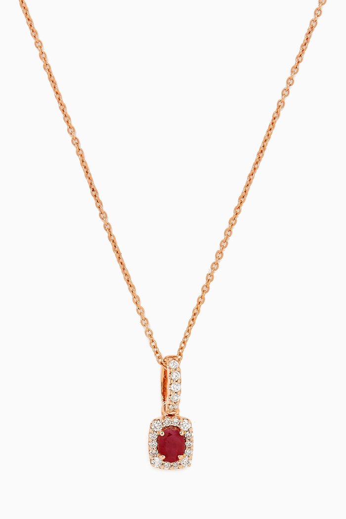 

Mini Diana Ruby & Diamond Necklace in 18kt Rose Gold