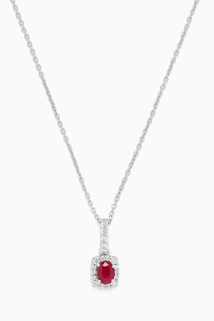 

Mini Diana Ruby & Diamond Necklace in 18kt White Gold