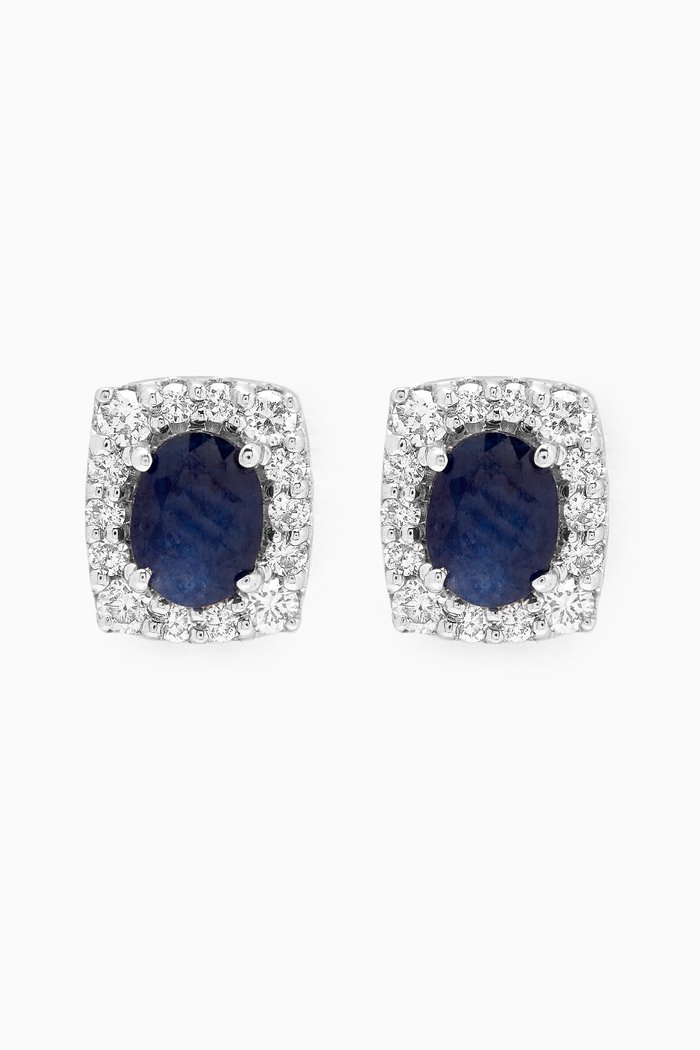 

Mini Diana Sapphire & Diamond Stud Earrings in 18kt White Gold