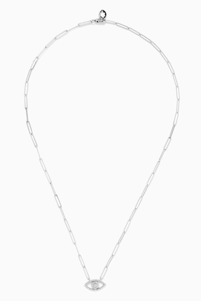 

Youth Paperclip Eye Diamond Necklace in 18kt White Gold