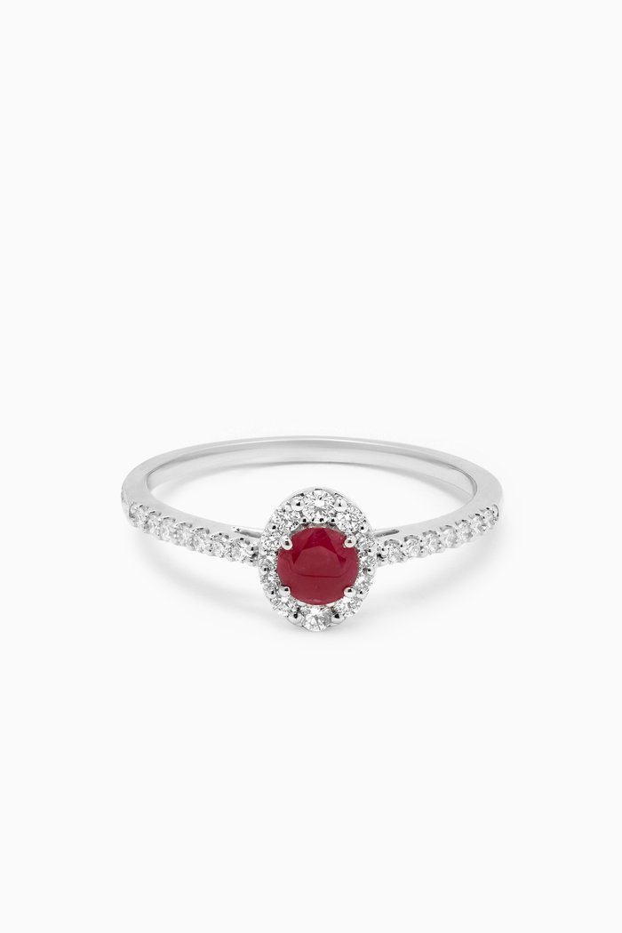 

Mini Diana Ruby & Diamond Ring in 18kt White Gold