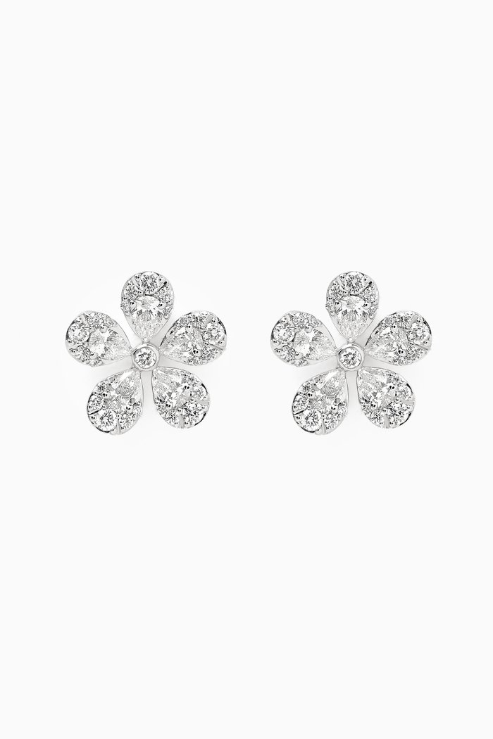 

Flora Diamond Stud Earrings in 18kt White Gold
