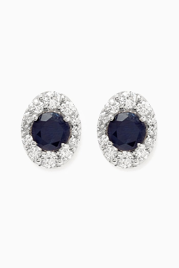 

Mini Diana Sapphire & Diamond Stud Earrings in 18kt White Gold