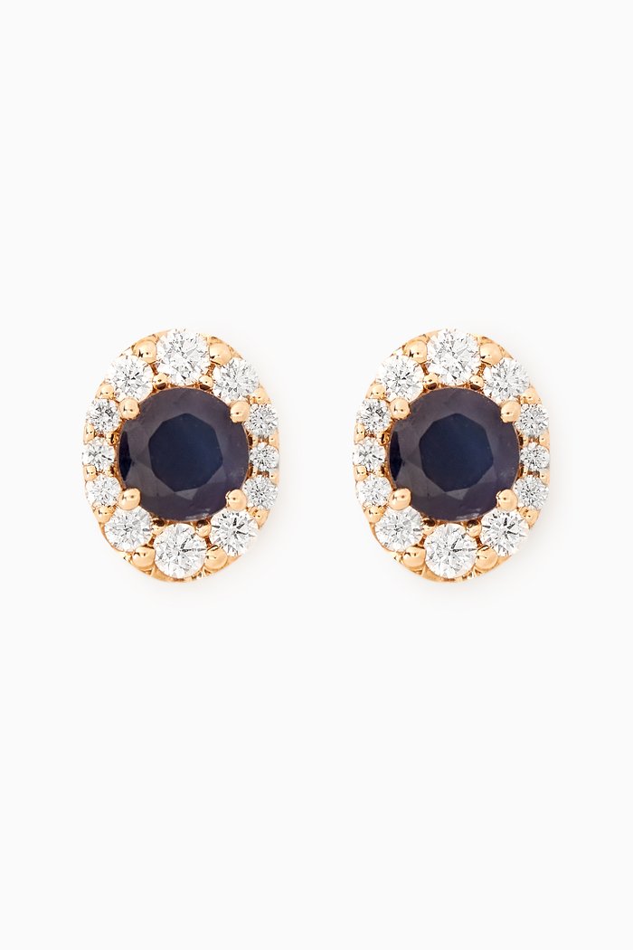 Mini Diana Sapphire & Diamond Stud Earrings in 18kt Yellow Gold