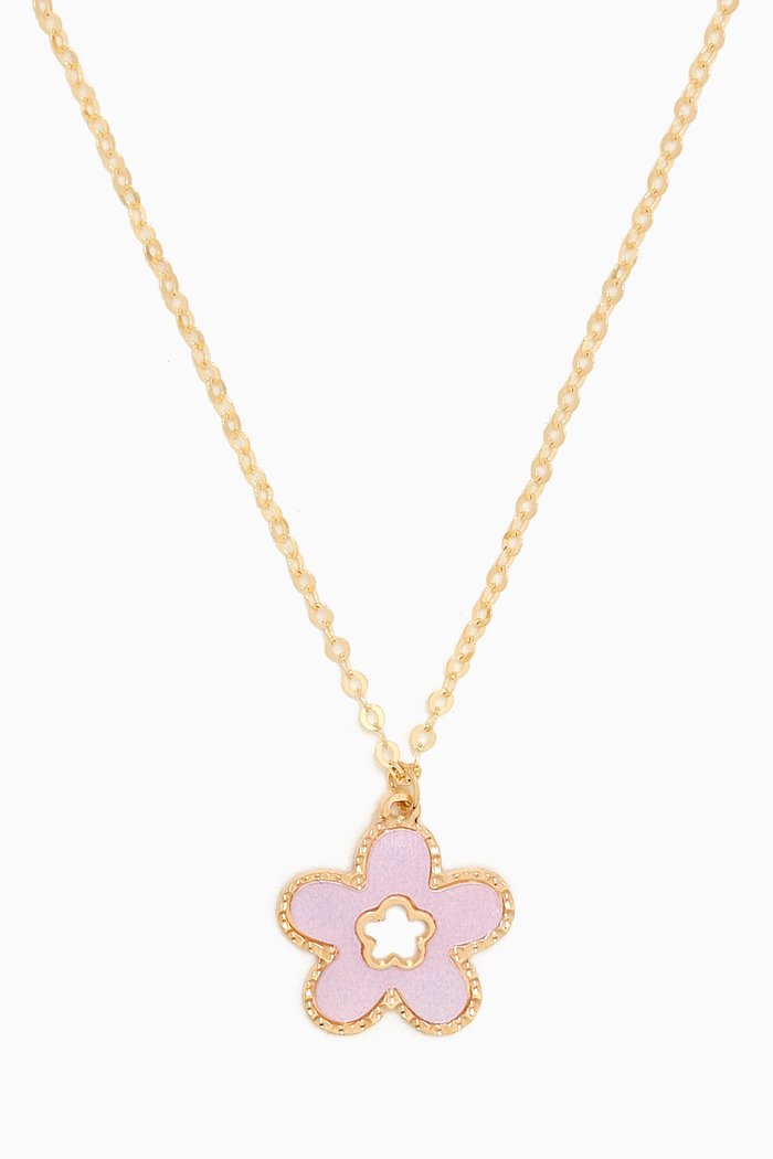 

Ara Flower Necklace in 18kt Gold, Pink