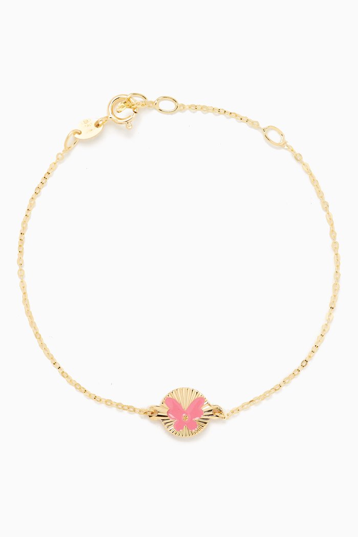 

Ara Sunshine Butterfly Bracelet in 18kt Gold, Pink