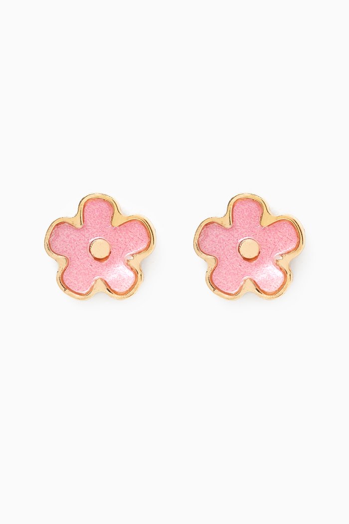 

Ara Flower Stud Earrings in 18kt Gold, Pink