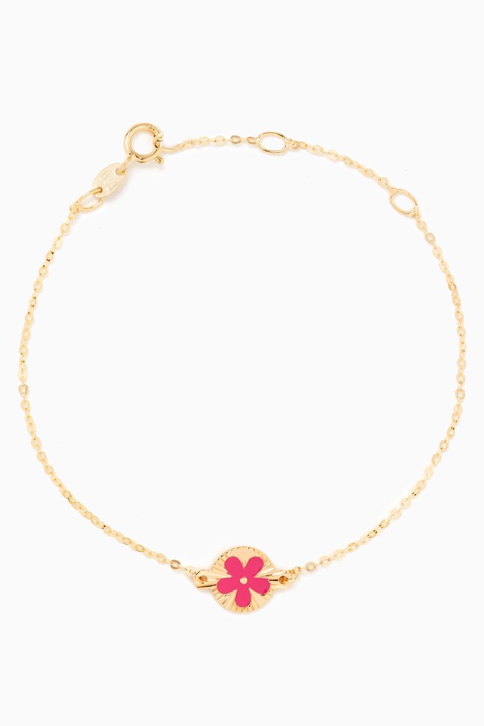 

Ara Sunshine Floral Bracelet in 18kt Gold, Pink