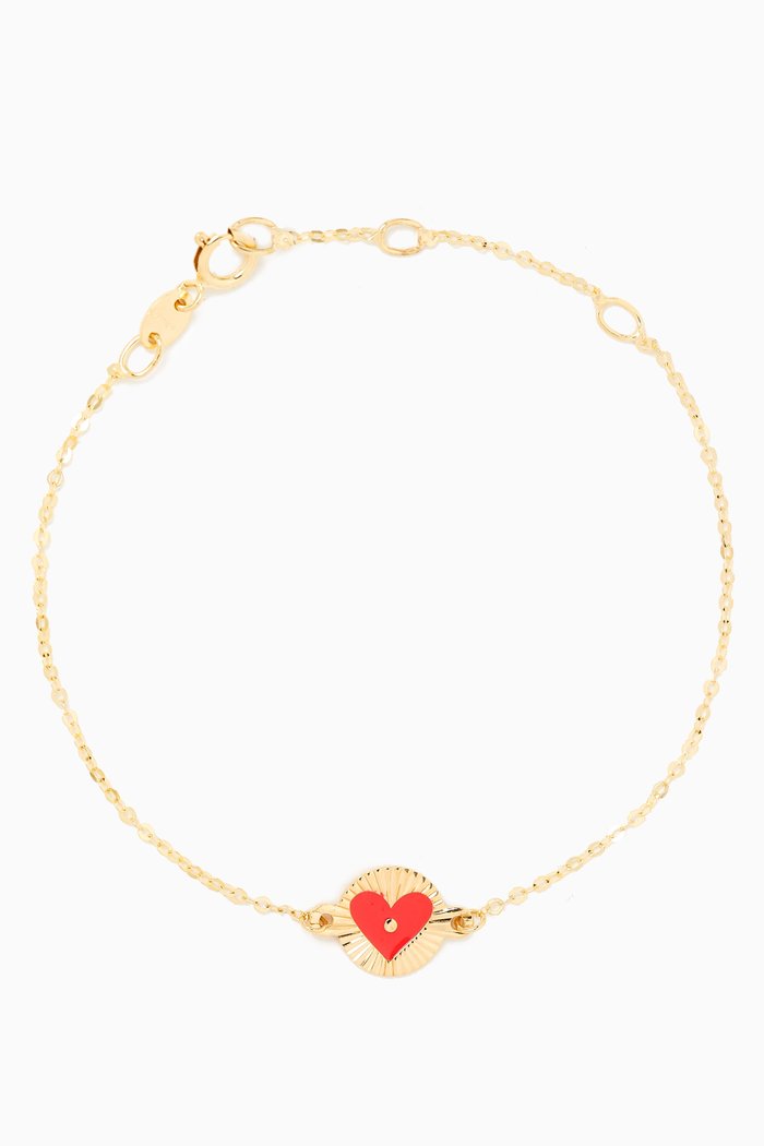 

Ara Sunshine Heart Bracelet in 18kt Gold, Red