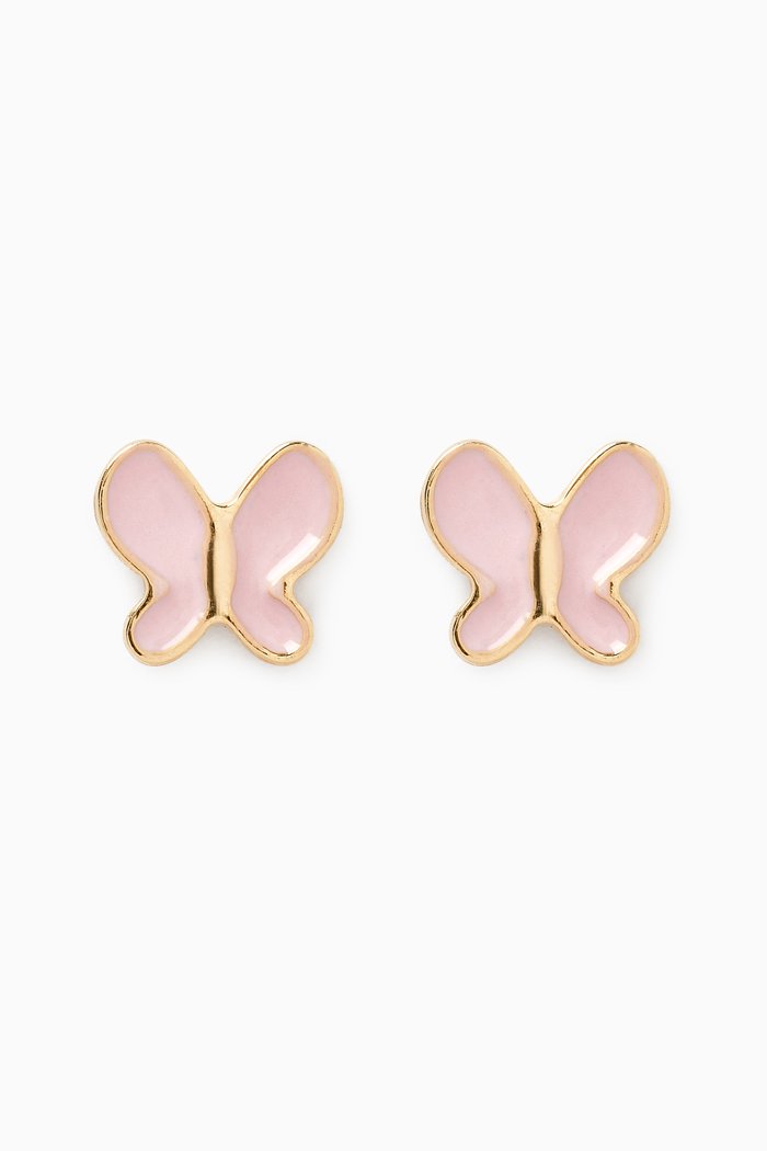 

Ara Butterfly Stud Earrings in 18kt Gold, Pink