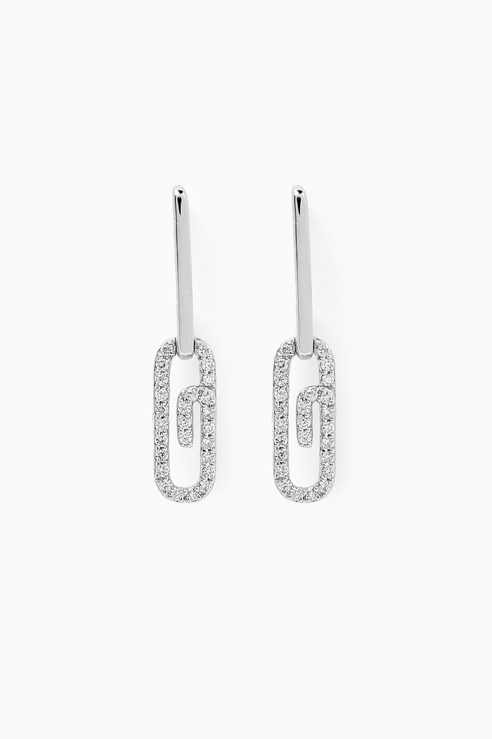 

Youth Paperclip Diamond Drop Earrings in 18kt White Gold