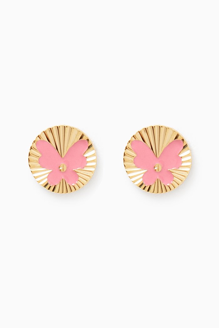 

Ara Sunshine Butterfly Stud Earrings in 18kt Gold, Pink