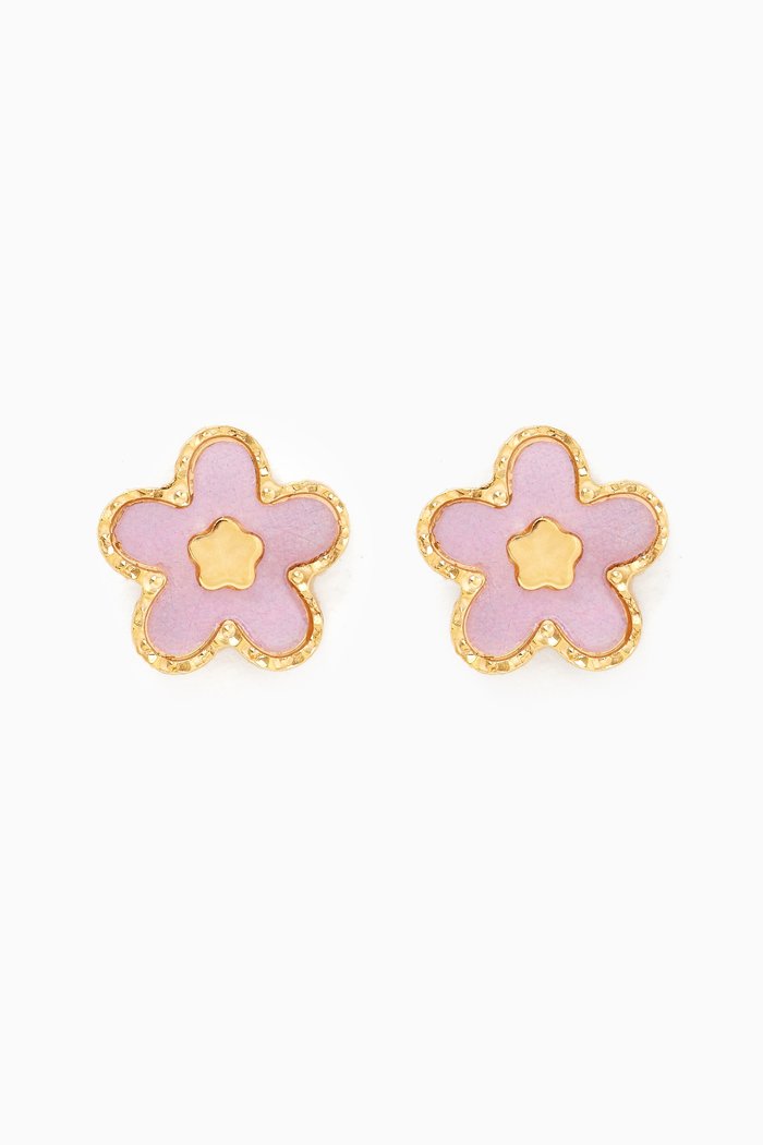 

Ara Flower Stud Earrings in 18kt Gold, Pink