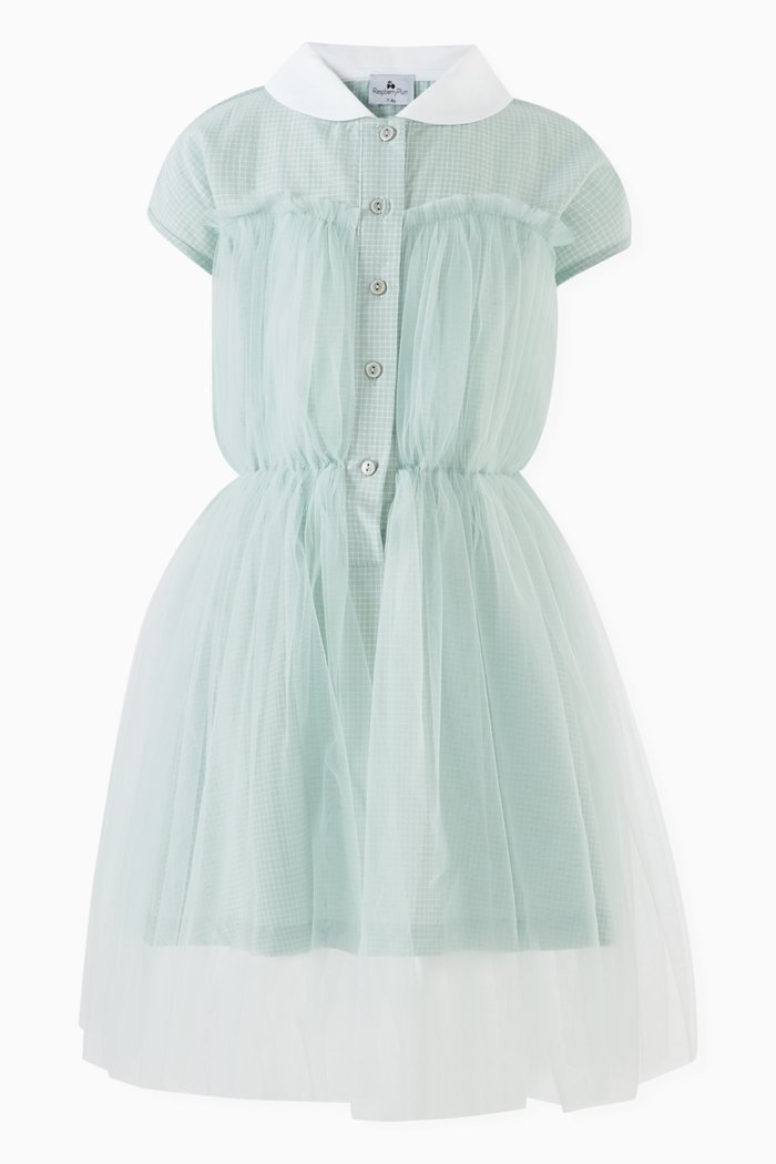 

Button-up Midi Dress in Tulle, Green