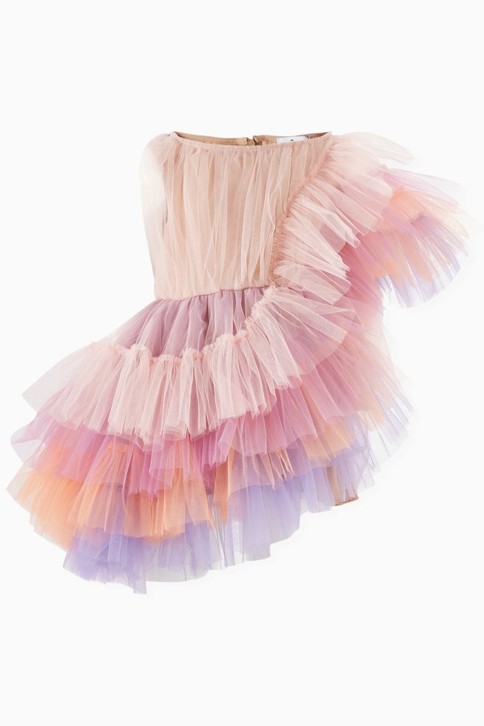 

Ada Ruffle Mini Dress in Tulle, Purple