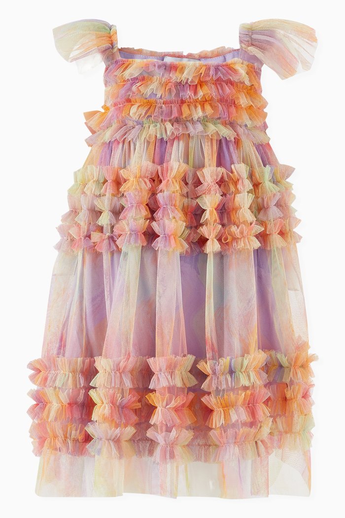 

Anka Ruffle Mini Dress in Tulle, Multicolour