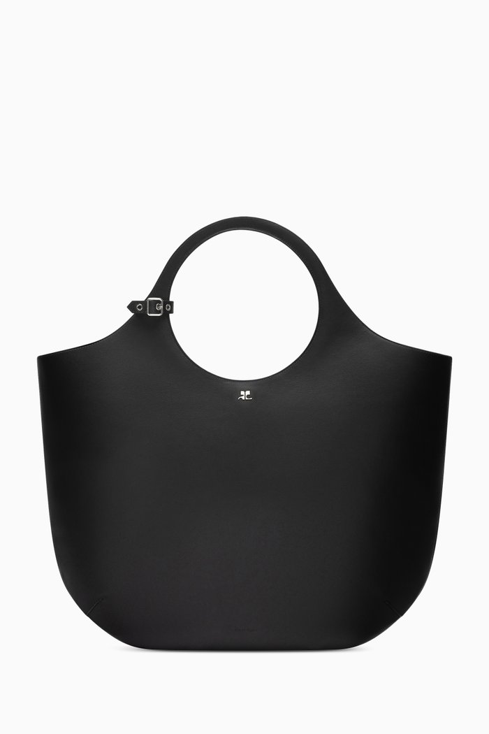 Large Holy Tote Bag in Leather, Black