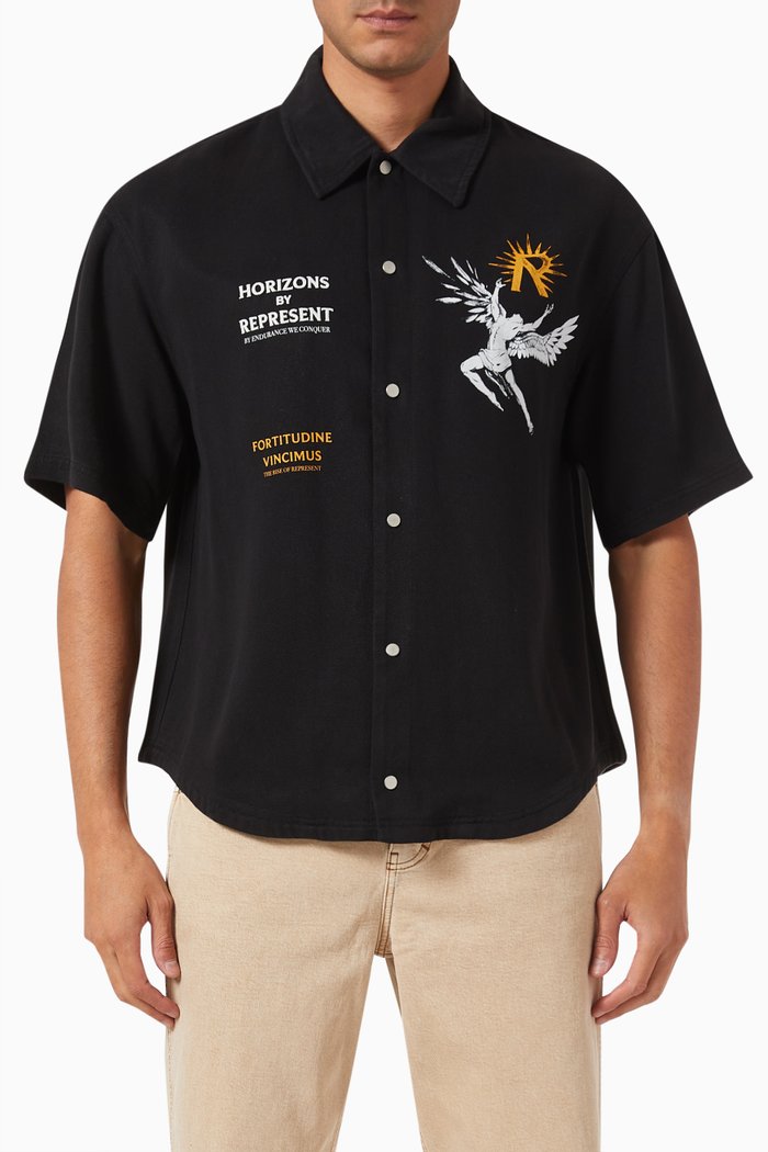 

Icarus Short-sleeve Shirt in Lyocell, Black