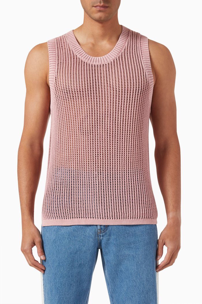 

Washed Vest in Cotton-knit, Red