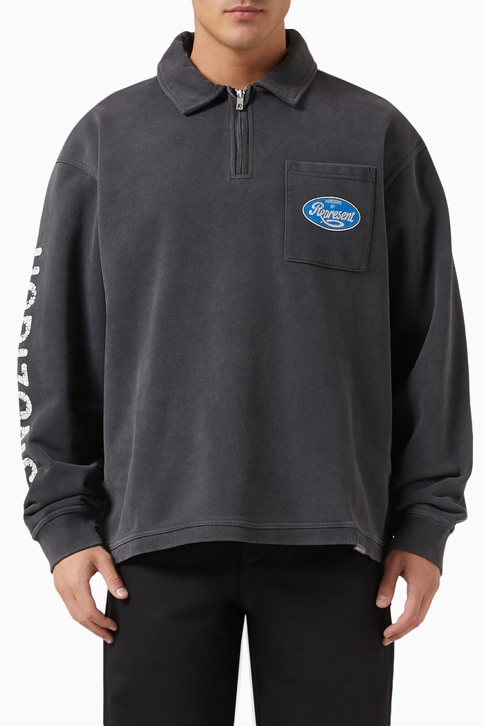 

Classic Parts Zip Sweatshirt in Cotton, Black