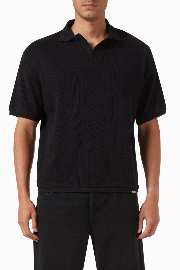 

Open-stitch Polo Shirt in Cotton, Black